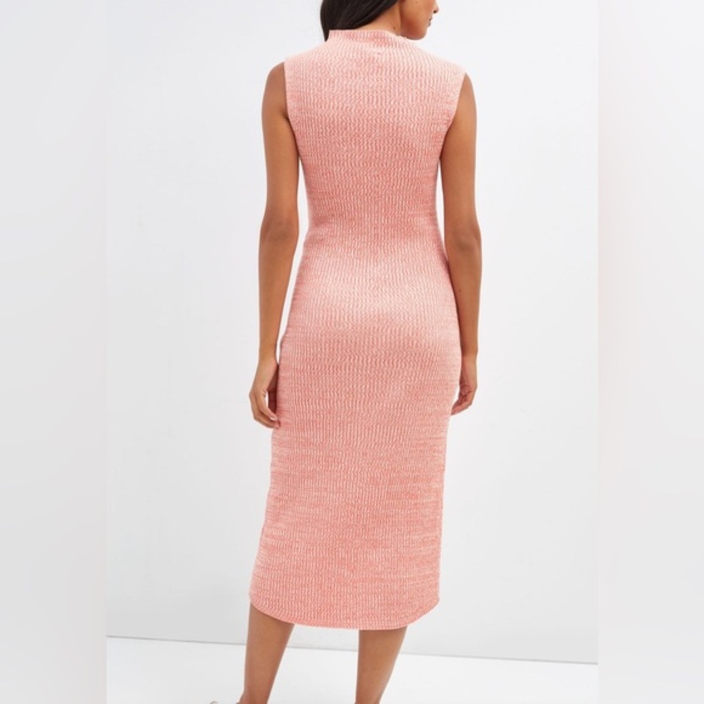 Daily Practice by Anthropologie Mock-Neck Ribbed Midi Dress in Coral - Picture 8 of 8
